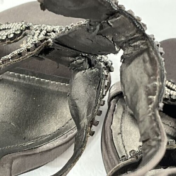 Kenneth Cole Reaction Women’s Size 8.5 M Beads and Jewels Pewter 4" Sandal heels - Picture 6 of 9